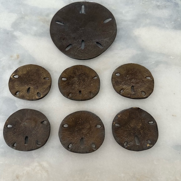 Sand Dollar Round Knobs a set of 6 and 1 large one in Pewter - Picture 5 of 7